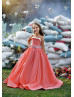 Strapless Coral Pink Satin Flower Girl Dress Birthday Girl Dress